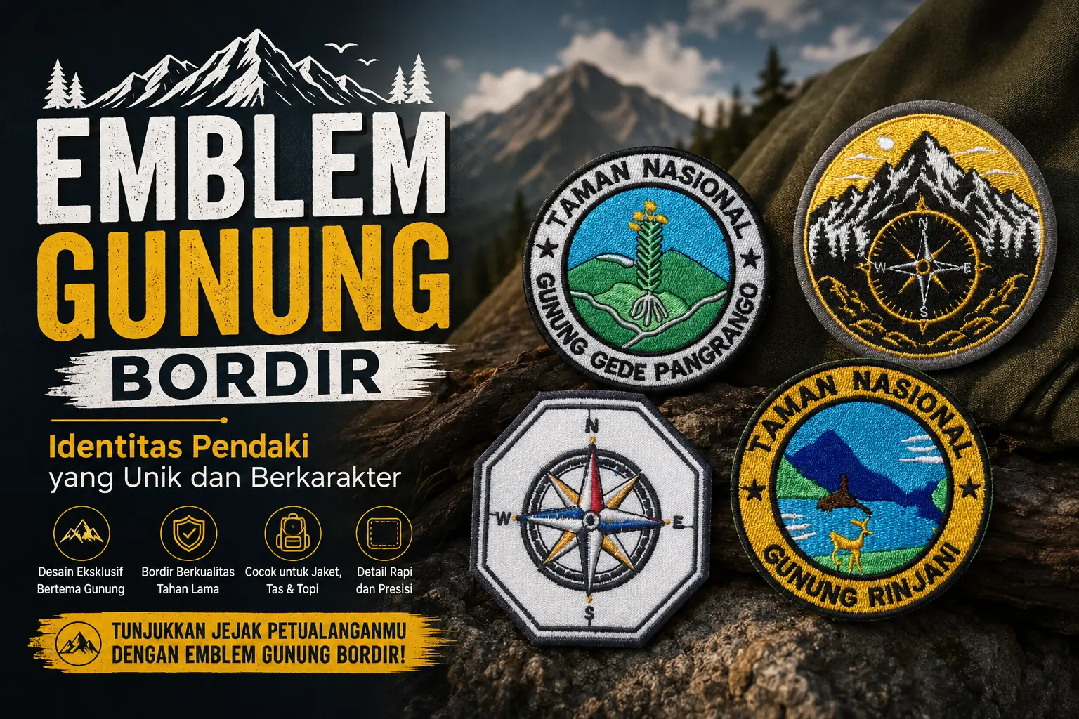 Emblem Gunung Bordir Identitas Pendaki yang Unik dan Berkarakter
